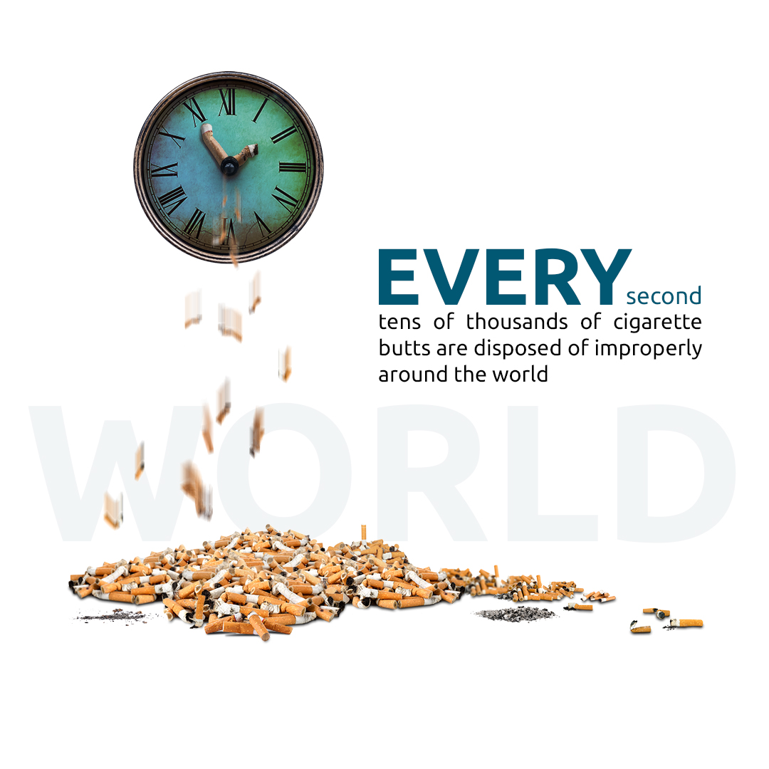 Cigarette butts are disposed of improperly around the world