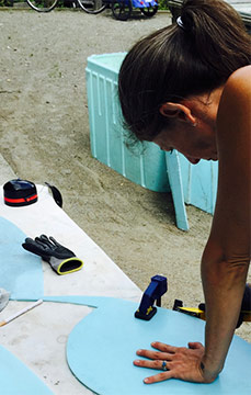 Aurora Robson sculpting with litter
